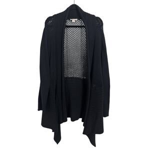 Coldwater Creek Rabbit Hair Blend Black Open Front Long Line Cardigan Size XL